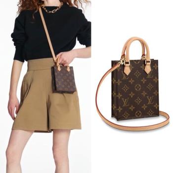 Louis Vuitton PETIT SAC PLAT 迷你手提斜背包(印花棕)