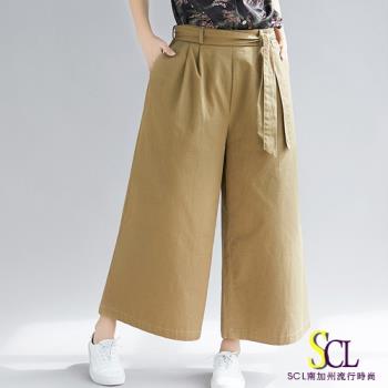 SCL  時尚伸展台美形綁帶繫腰大寬褲