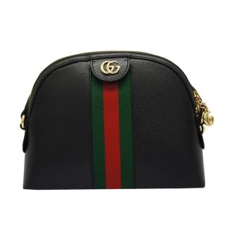 GUCCI 全皮綠紅綠貝殼包/黑