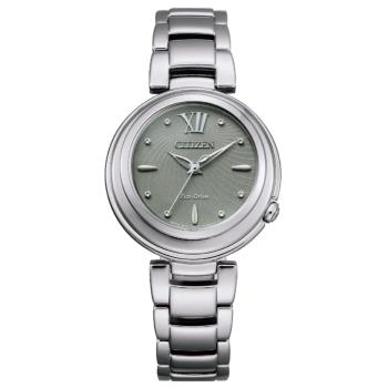 CITIZEN星辰 L系列 光動能不鏽鋼藍寶石鏡面女錶-銀32MM(EM0338-53H)