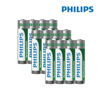 【Philips 飛利浦】低自放鎳氫充電電池AAA 4號(800mAh  12入)