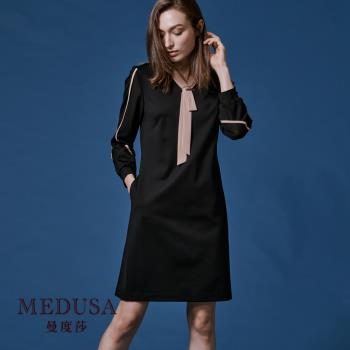 現貨【MEDUSA】領巾袖壓線裝飾洋裝 / 上班穿搭 / 正裝