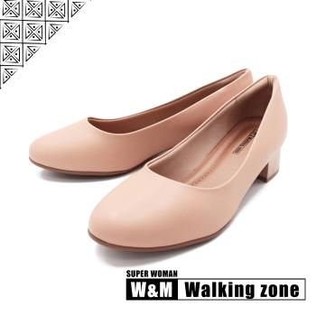 WALKING ZONE SUPER WOMAN系列 圓頭素面低跟上班鞋 女鞋 - 卡其(另有黑.藍)