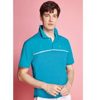 Spar細橫條紋彈性男版短袖POLO衫(S208217彩藍色)