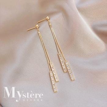 【my stere 我的時尚秘境】925銀針~氣質垂墜方鑽耳環
