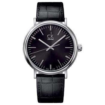 【瑞士 CK手錶 Calvin Klein】送禮首選 品味優雅紳士錶 黑面 皮革錶帶 礦物抗磨玻璃 日常生活防水(K3W211C1)