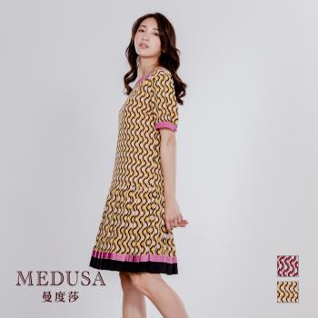 現貨【MEDUSA 曼度莎】幾何花紋織帶百褶裙洋裝（M-XL）