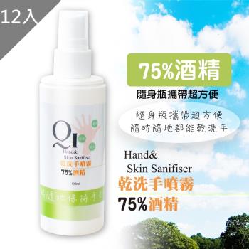 QIDINA 隨身乾洗手噴霧100ml X12入