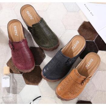 【Taroko】柔軟舒適雕花鏤空厚底包頭涼鞋(4色可選)
