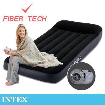 INTEX 舒適單人加大(FIBER TECH)內建電動幫浦充氣床-寬99cm (64145ED)