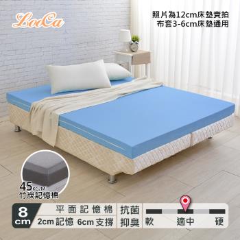 LooCa 釋壓8cm彈力記憶床墊(2+6)(搭美國專利抗菌布套)-雙人5尺