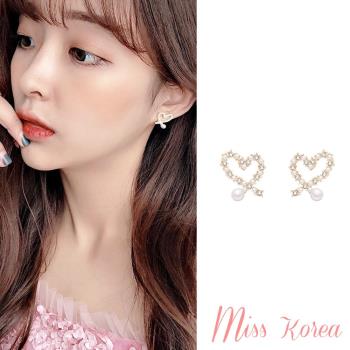 【MISS KOREA】韓國設計S925銀針珍珠愛心氣質耳環