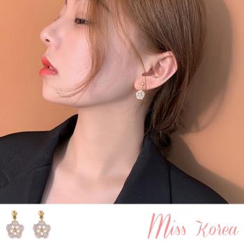 【MISS KOREA】韓國設計S925銀針璀璨美鑽花朵浪漫耳環