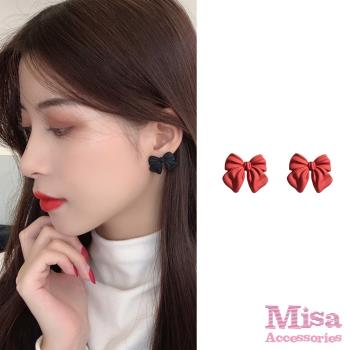 【MISA】韓國設計S925銀針甜美蝴蝶結造型氣質耳環 (2色任選)