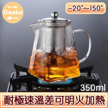 【Canko康扣】耐熱玻璃濾茶壺/明火加熱創意方形茶壺/350ml