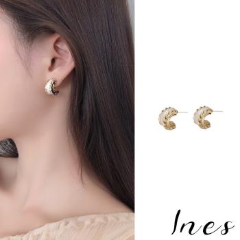 【INES】韓國設計S925銀針法式復古輕奢小巧C圈耳環