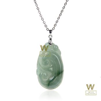 【w-jewelry】事事如意天然滿綠翡翠吊墜 