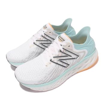 New Balance 慢跑鞋 1080v11 D 寬楦 運動休閒 女鞋 紐巴倫 緩震 透氣 針織面料 透氣 白 藍 W1080M11-D