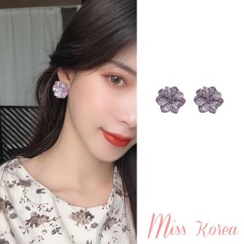 【MISS KOREA】韓國設計S925銀針紫色栀子花朵造型耳環