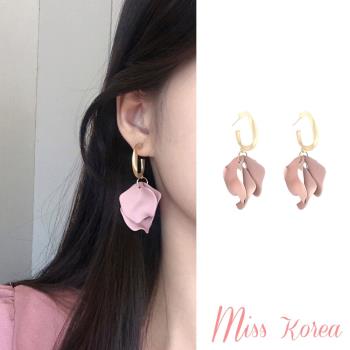 【MISS KOREA】韓國設計S925銀針氣質花瓣典雅金屬造型耳環