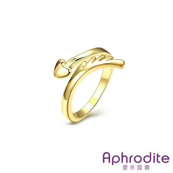 【Aphrodite 愛芙晶鑽】甜美愛心翅膀造型戒指(黃金色) 