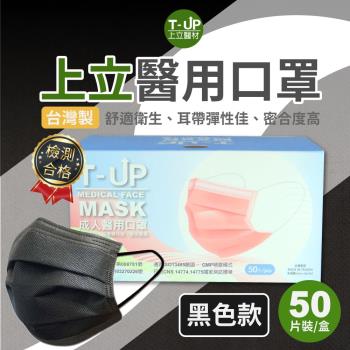 上立醫用口罩 成人款50入/盒 (純黑款)