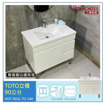 【TOTO】浴櫃組90公分-TOTO-LW540E下嵌盆人造石浴櫃組+TOTO龍頭TLG10302P(防水發泡板花崗石檯面)