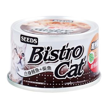 SEEDS惜時_Bistro Cat特級銀貓餐80g(鮪魚+柴魚)24罐組_(貓罐頭)