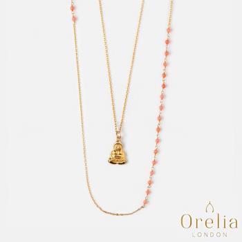  英國 Orelia Buddha 魅力珊瑚串珠分層鍍金項鍊