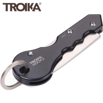 德國TROIKA隨身2合1工具鑰匙圈HOOK掛鉤開箱小刀KTL88/BK(不傷物不沾黏黑刃內鉤)開箱刀切割刀