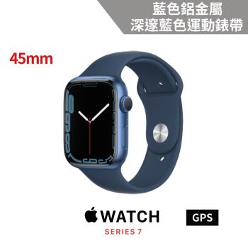 Apple Watch S7 GPS 45mm 藍色鋁金屬錶殼+深邃藍色運動錶帶