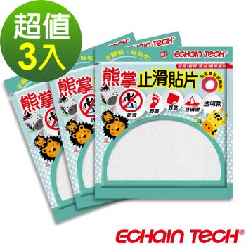 Echain Tech 熊掌 金鋼砂全透明防滑貼片-3包共18片 (單片12x12cm) 止滑貼片/浴室貼/磁磚貼