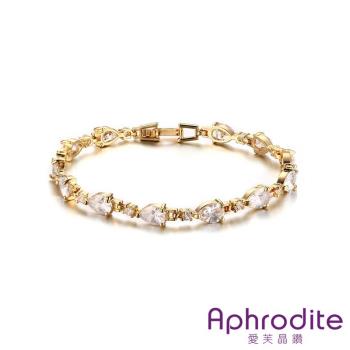 【Aphrodite 愛芙晶鑽】水滴美鑽鋯石閃耀造型手鍊 黃金色