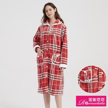 【蕾妮塔塔】聖誕紅 極暖超柔軟水貂絨睡衣(R05237-8紅格紋)
