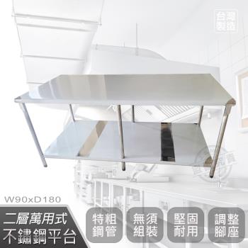 Abis 豪華升級版90X180CM二層圓角430不鏽鋼桌/料理桌/工作桌/工作台/流理台(3尺X6尺)