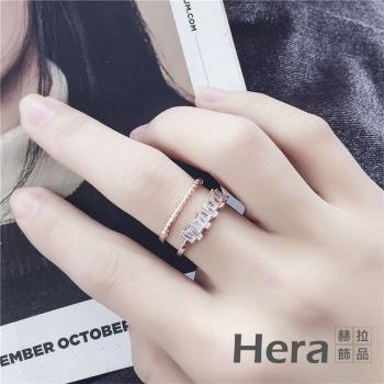 Hera 赫拉  雙層設計不規則水鑽開口戒指-2色 H110120301