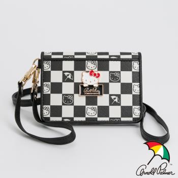 Kitty聯名 - Arnold Palmer - 證件套附手挽帶與頸掛繩 Checkerboard系列 - 黑色