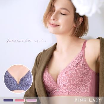 【PINK LADY】D罩杯 玫瑰秘境 軟鋼圈 均勻薄襯 單件內衣(深V/集中/撞色/蕾絲) 3098
