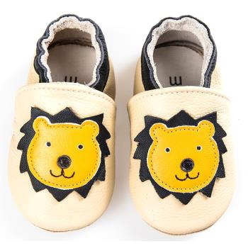 【BABY:MAMI】真皮手工寶寶學步鞋 (#12 奶油獅子） 12-18M/18-24M  止滑軟Ｑ膠底