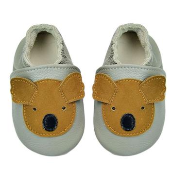 【BABY:MAMI】真皮手工寶寶學步鞋 (#3 無尾熊） 0-6M/6-12M  防滑麂皮底