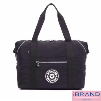 iBrand 輕盈素色防潑水尼龍側背旅行袋 -黑色 MDS-8596