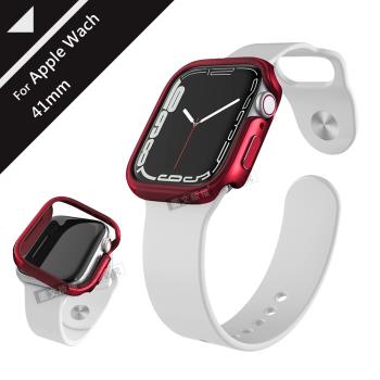 刀鋒Edge系列 Apple Watch Series 9/8/7 (41mm) 鋁合金雙料保護殼 保護邊框(野性紅)