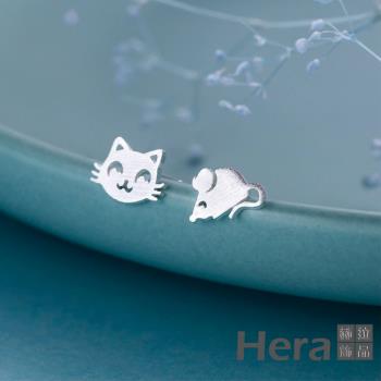 【Hera 赫拉】精鍍銀不對稱貓和老鼠耳環 H111040502
