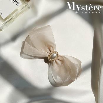 【my stere 我的時尚秘境】韓國裸色氣質蝴蝶結珍珠髮夾