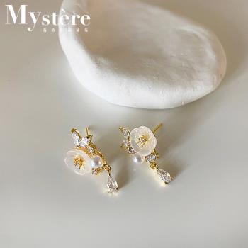 【my stere 我的時尚秘境】法式復古花朵鑲鑽耳環