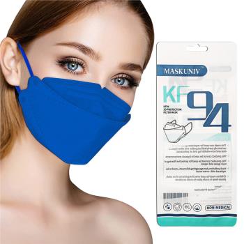 韓國版KF94成人4D同色系耳繩口罩(1包10入) -寶藍色