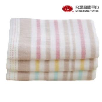 【台灣興隆毛巾】麥克橫紋款紗布小手帕巾 6條手帕組  