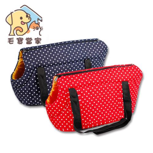 (毛寶當家) 可愛圓點寵物斜背包L號 寵物外出包 寵物旅行包