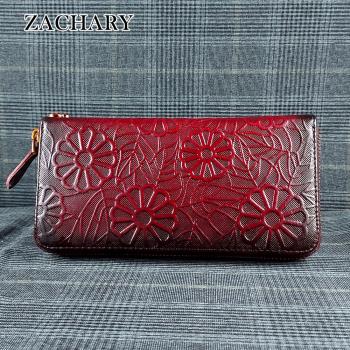ZACHARY 牛皮拉鍊長夾包CY2202