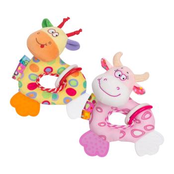 Colorland-刺繡動物手搖鈴 嬰兒安撫玩具 早教牙膠玩具